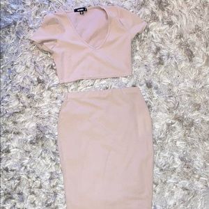 Missguided light blush coord. Crop top, midaxi fitted skirt, size 6